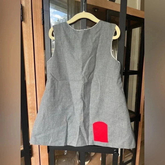 Vintage 80s toddler dress chocolate soup appliqué embroidered house shift jumper - Picture 9 of 15